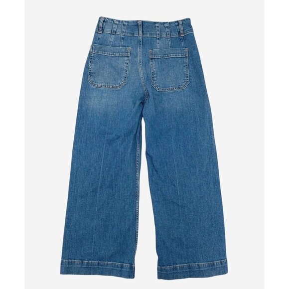 Pilcro Jeans Womens 28 Blue Denim High Rise Wide Leg Crop Stretch Made In Turkey - Picture 7 of 11